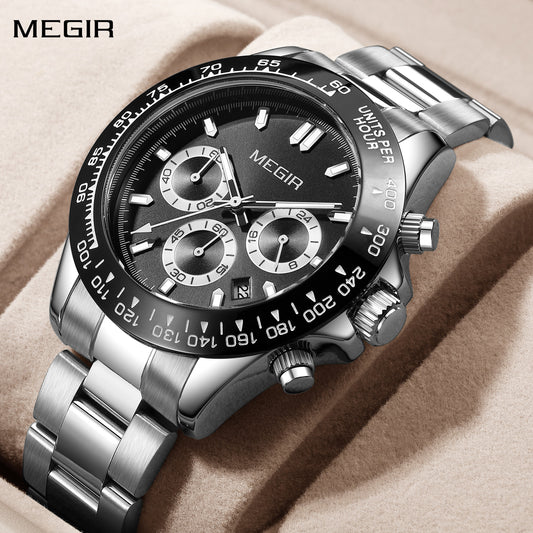 MEGIR Fashion Men Business Watches Stainless Steel Quartz Watch Top Brand Luxury Casual Wristwatch Waterproof Clock Reloj Hombre