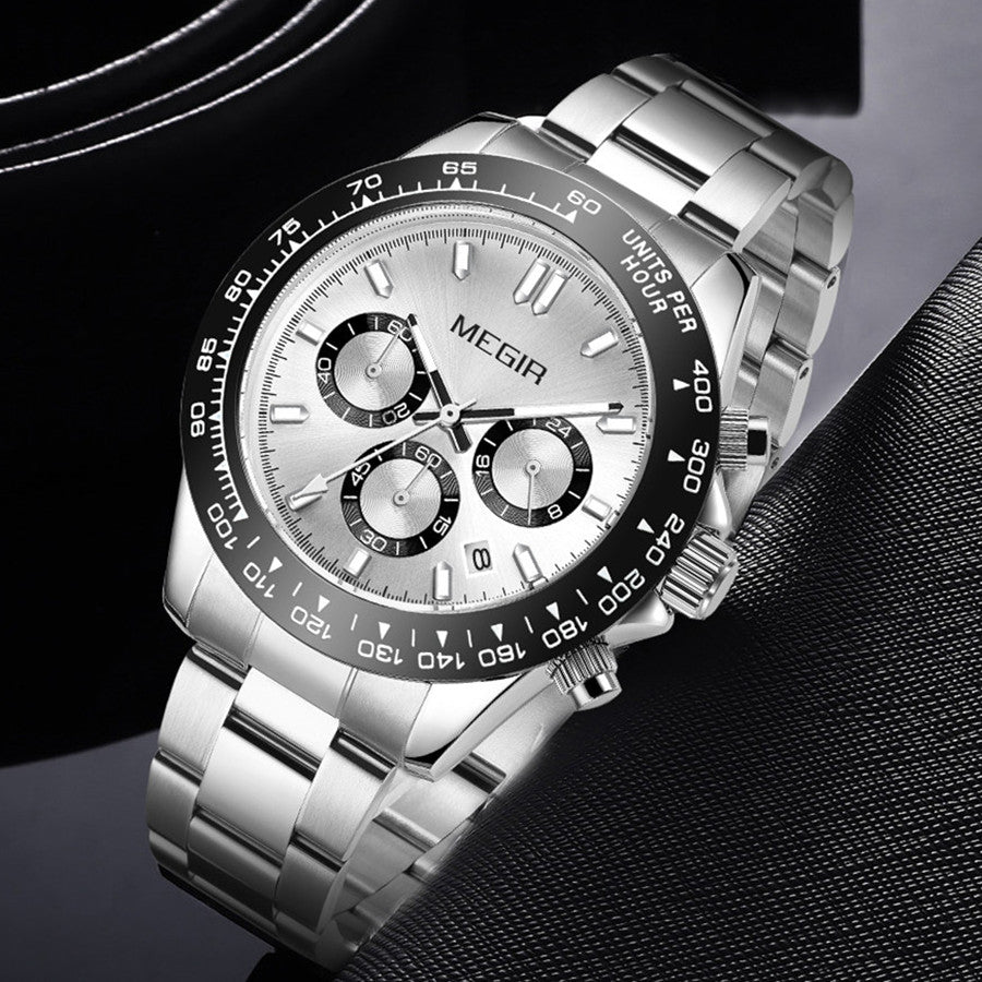 MEGIR Fashion Men Business Watches Stainless Steel Quartz Watch Top Brand Luxury Casual Wristwatch Waterproof Clock Reloj Hombre