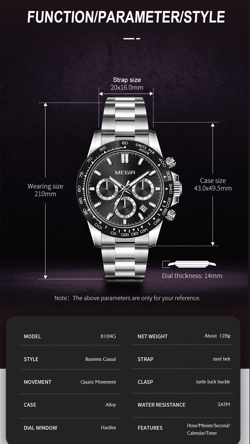 MEGIR Fashion Men Business Watches Stainless Steel Quartz Watch Top Brand Luxury Casual Wristwatch Waterproof Clock Reloj Hombre