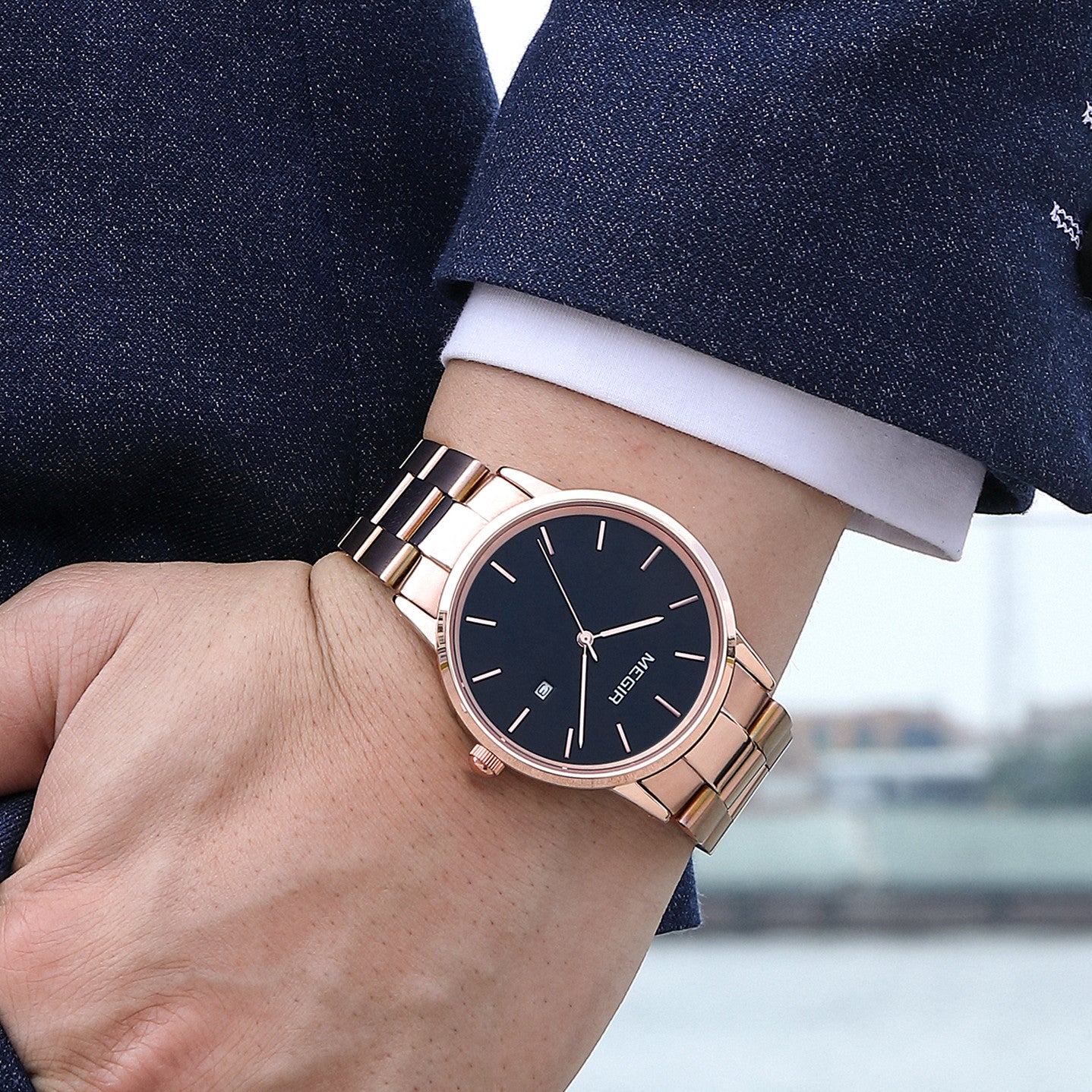 MEGIR Quartz Watch for Men Top Brand Luxury Steel Band Wristwatches Business Casual Date Clock Waterproof Relogio Masculino