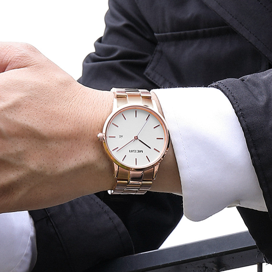 MEGIR Quartz Watch for Men Top Brand Luxury Steel Band Wristwatches Business Casual Date Clock Waterproof Relogio Masculino