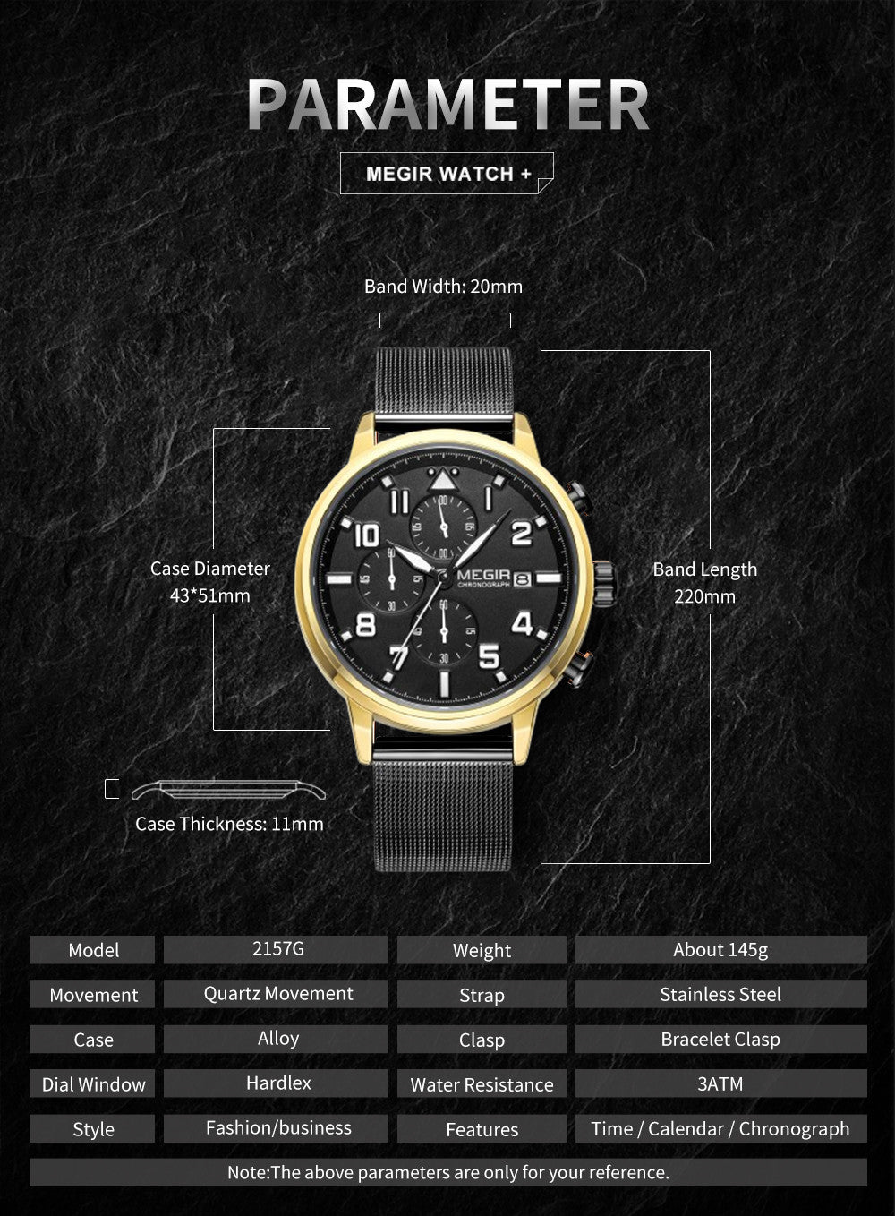 MEGIR Luxury Watches for Mens Casual Business Quartz Wrist Watch Calendar Date Man Clock Chronograph Relogio Masculino 2157