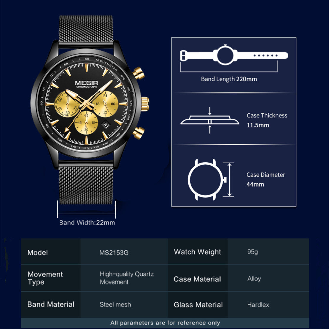 MEGIR Fashion Watch for Men Top Luxury Big Dial Business Quartz Watches Waterproof Steel Wrist Watch Clock Relogio Masculino