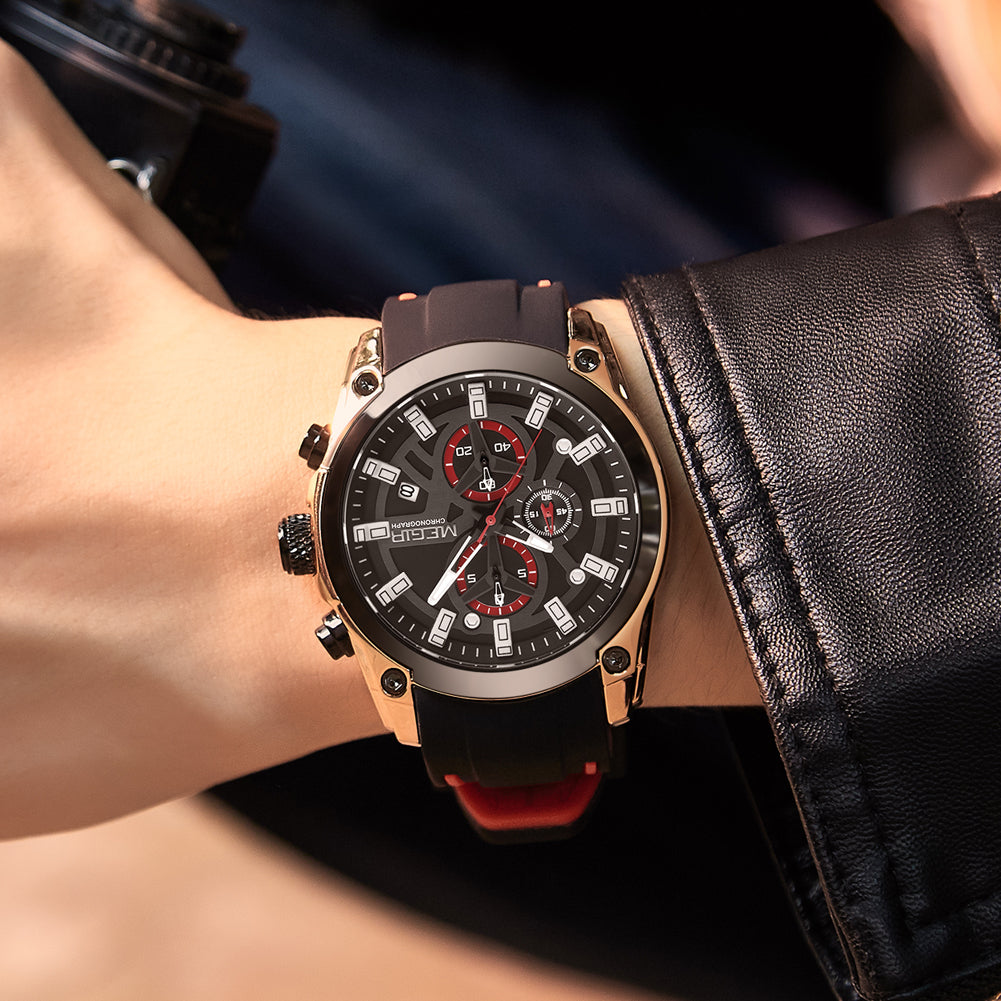 MEGIR Original Blue Sport Watches for Men Top Luxury Chronograph WristWatch Military Quartz Clock Luminous Big Dial Reloj Hombre