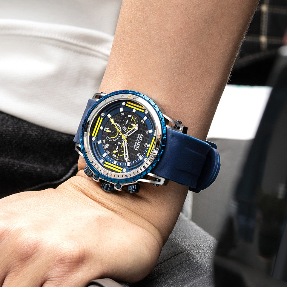 MEGIR Men's Sports Military Watches Fashion Luxury Quartz Wristwatch Silicone Strap Waterproof Chronograph Luminous Male Clock