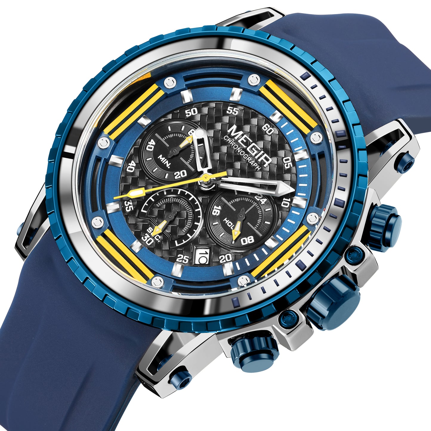 MEGIR Men's Sports Military Watches Fashion Luxury Quartz Wristwatch Silicone Strap Waterproof Chronograph Luminous Male Clock