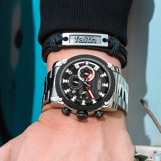 MEGIR Mens Watches Top Brand Luxury Business Wristwatch Waterproof Calendar Quartz Casual Clock Stainless Steel Man Chronograph