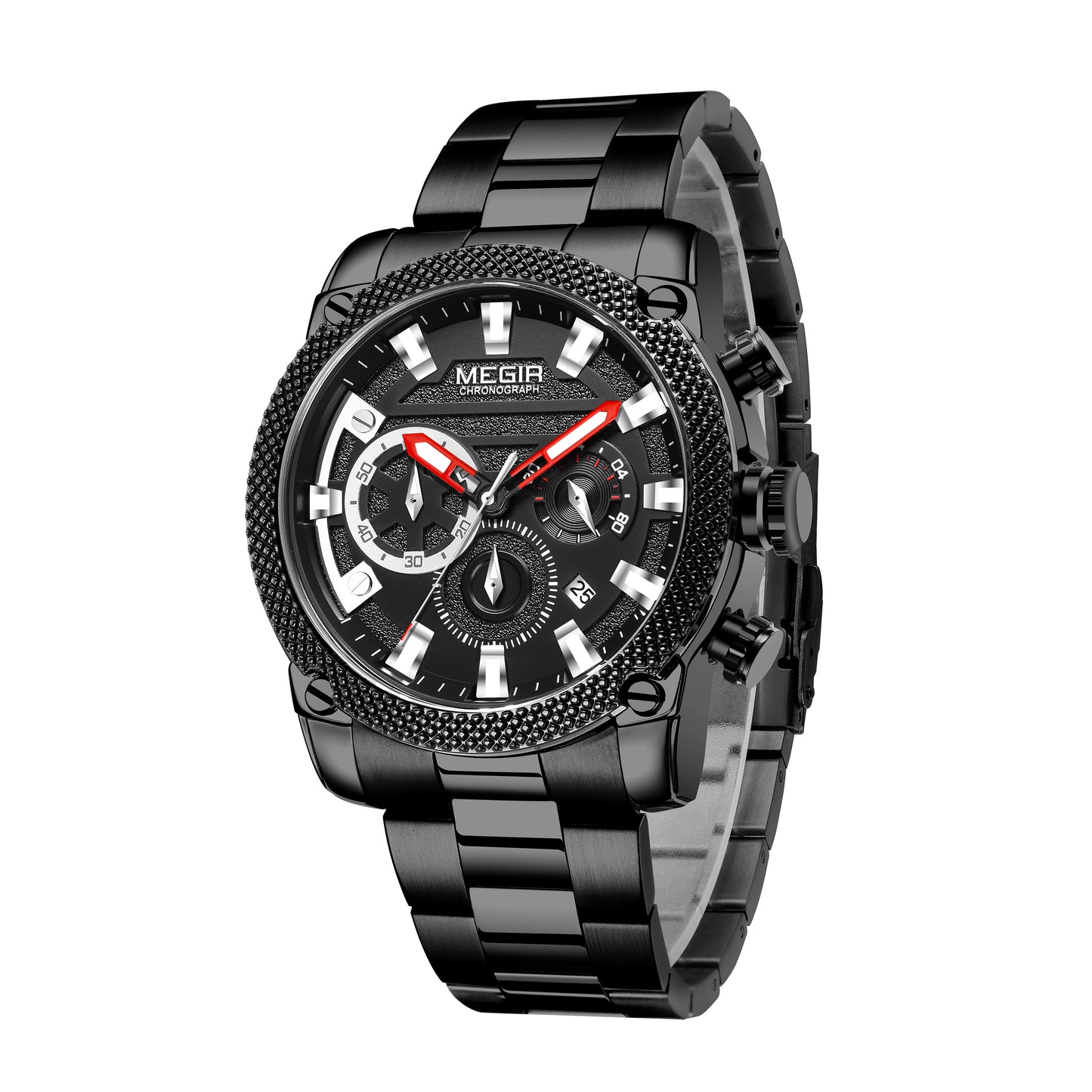 MEGIR Mens Watches Top Brand Luxury Business Wristwatch Waterproof Calendar Quartz Casual Clock Stainless Steel Man Chronograph