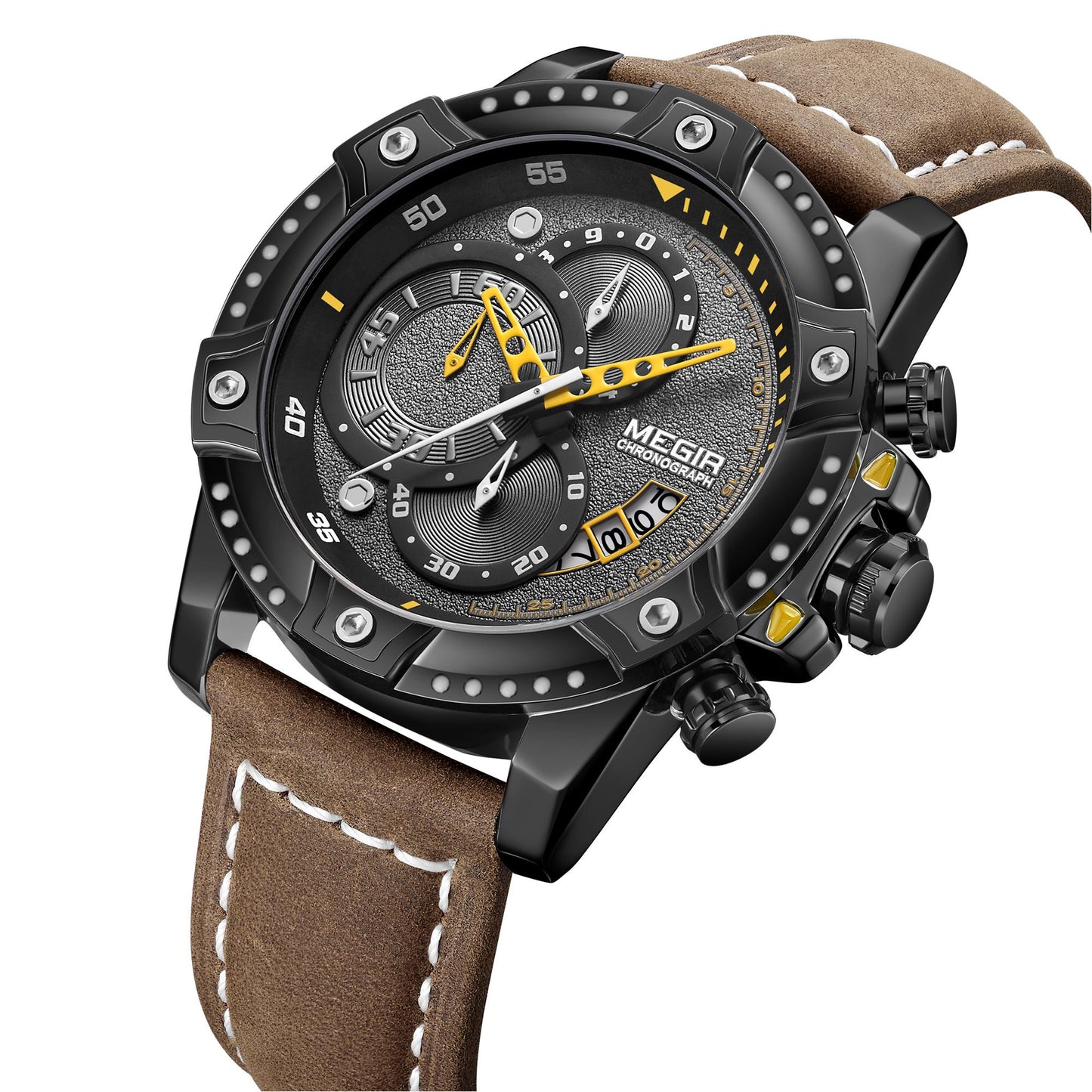 MEGIR Men Watches Luxury Brand Quartz Wristwatch Waterproof Leather Military Sport Watch Casual Clock Chronograph Reloj Hombre