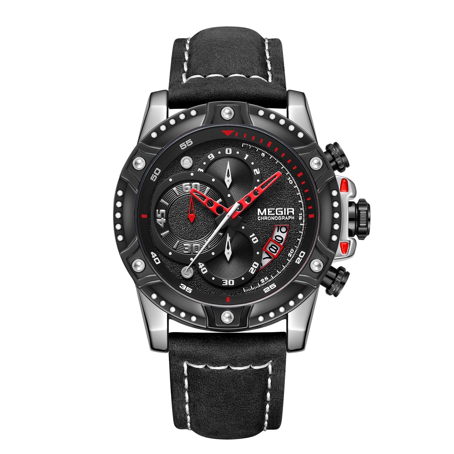 MEGIR Men Watches Luxury Brand Quartz Wristwatch Waterproof Leather Military Sport Watch Casual Clock Chronograph Reloj Hombre
