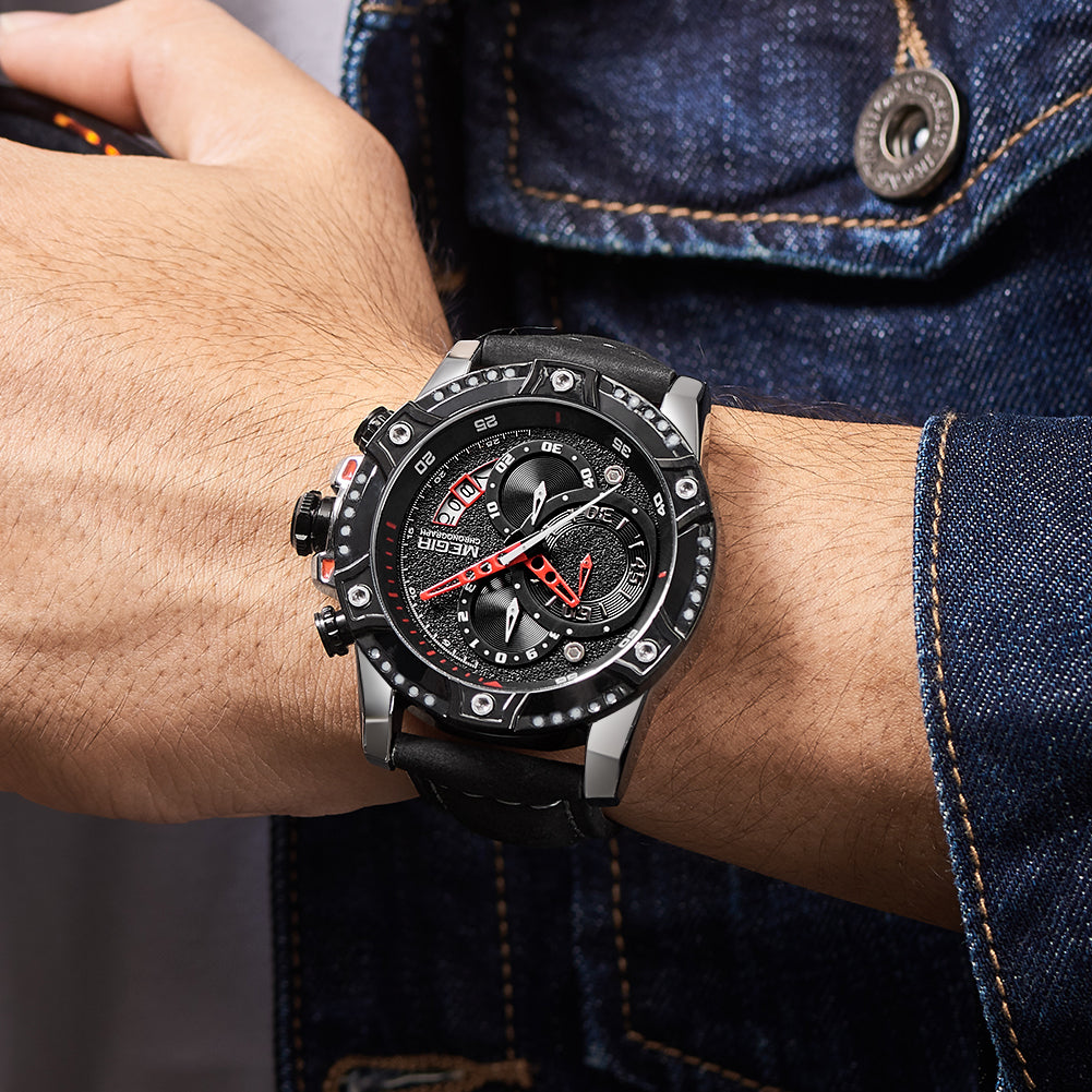 MEGIR Men Watches Luxury Brand Quartz Wristwatch Waterproof Leather Military Sport Watch Casual Clock Chronograph Reloj Hombre