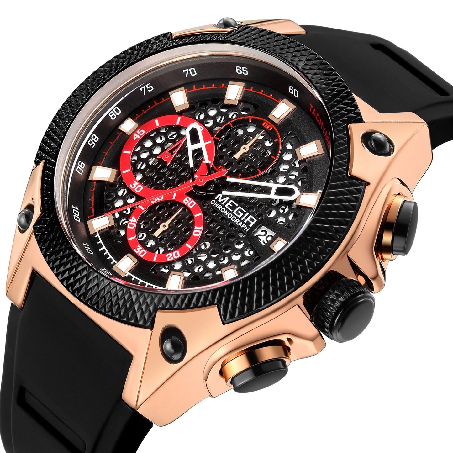 MEGIR Fashion Sports Military Watches for Mens Top Brand Luxury Military Wristwatch Silicone Waterproof Clock Relogio Masculino