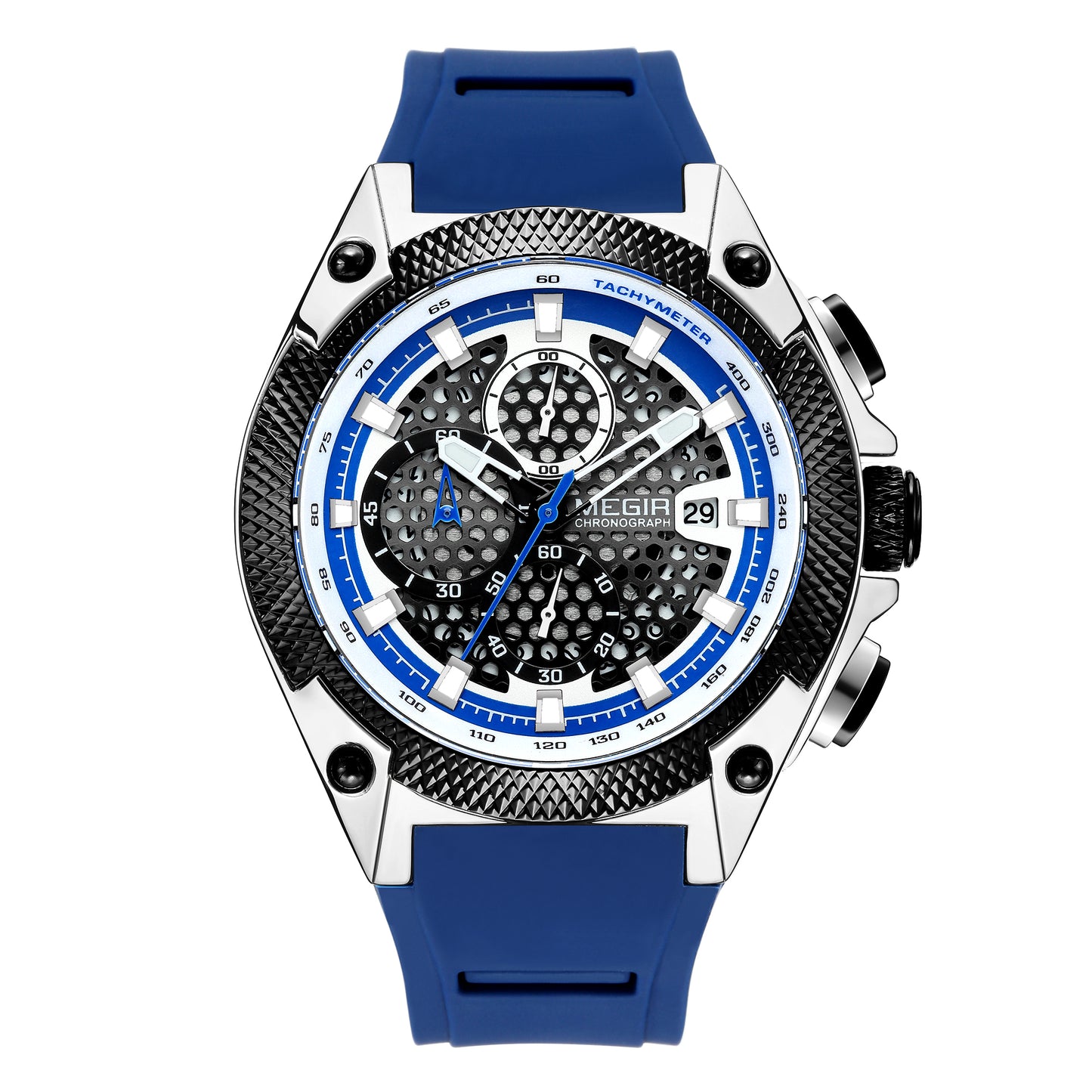 MEGIR Fashion Sports Military Watches for Mens Top Brand Luxury Military Wristwatch Silicone Waterproof Clock Relogio Masculino