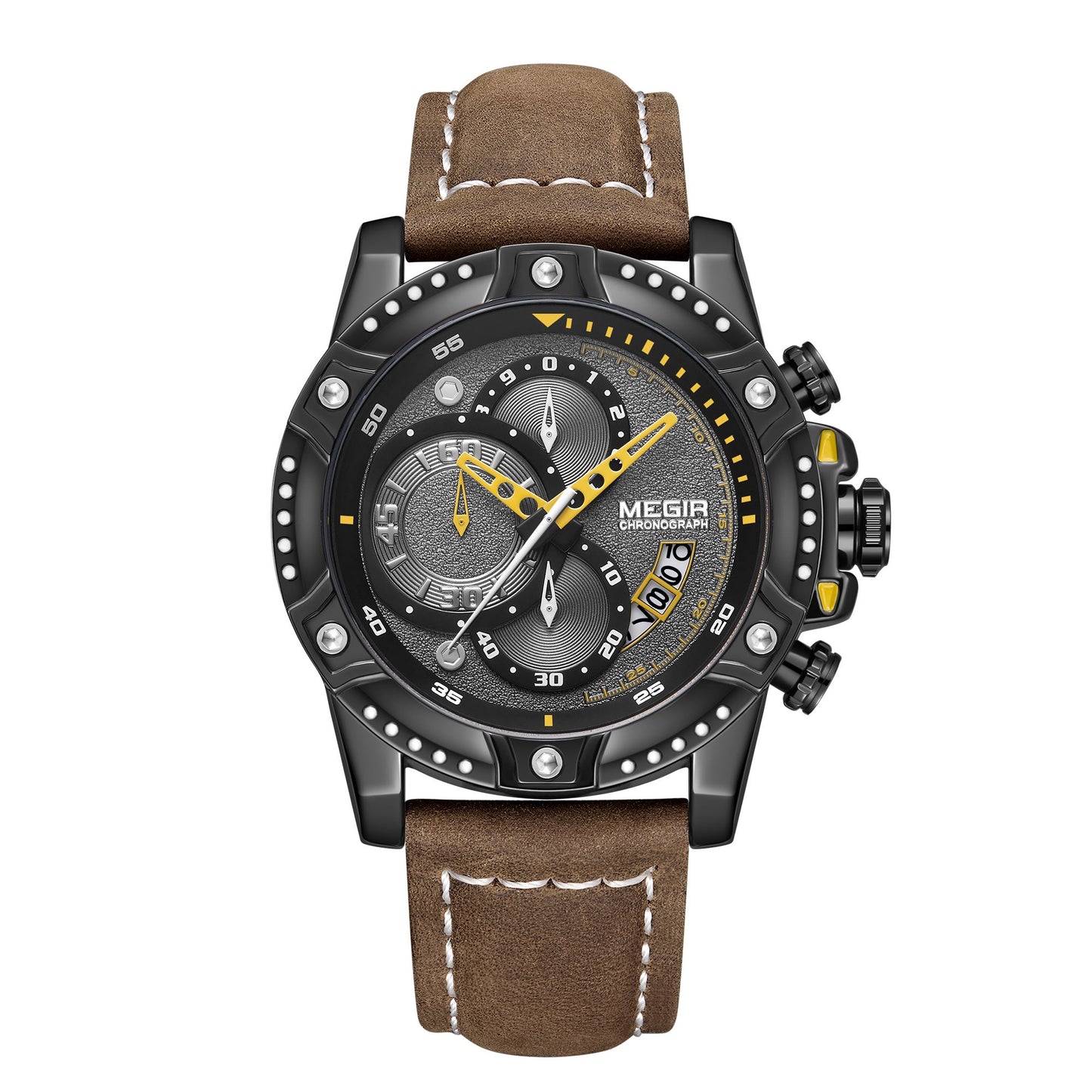 MEGIR Men Watches Luxury Brand Quartz Wristwatch Waterproof Leather Military Sport Watch Casual Clock Chronograph Reloj Hombre
