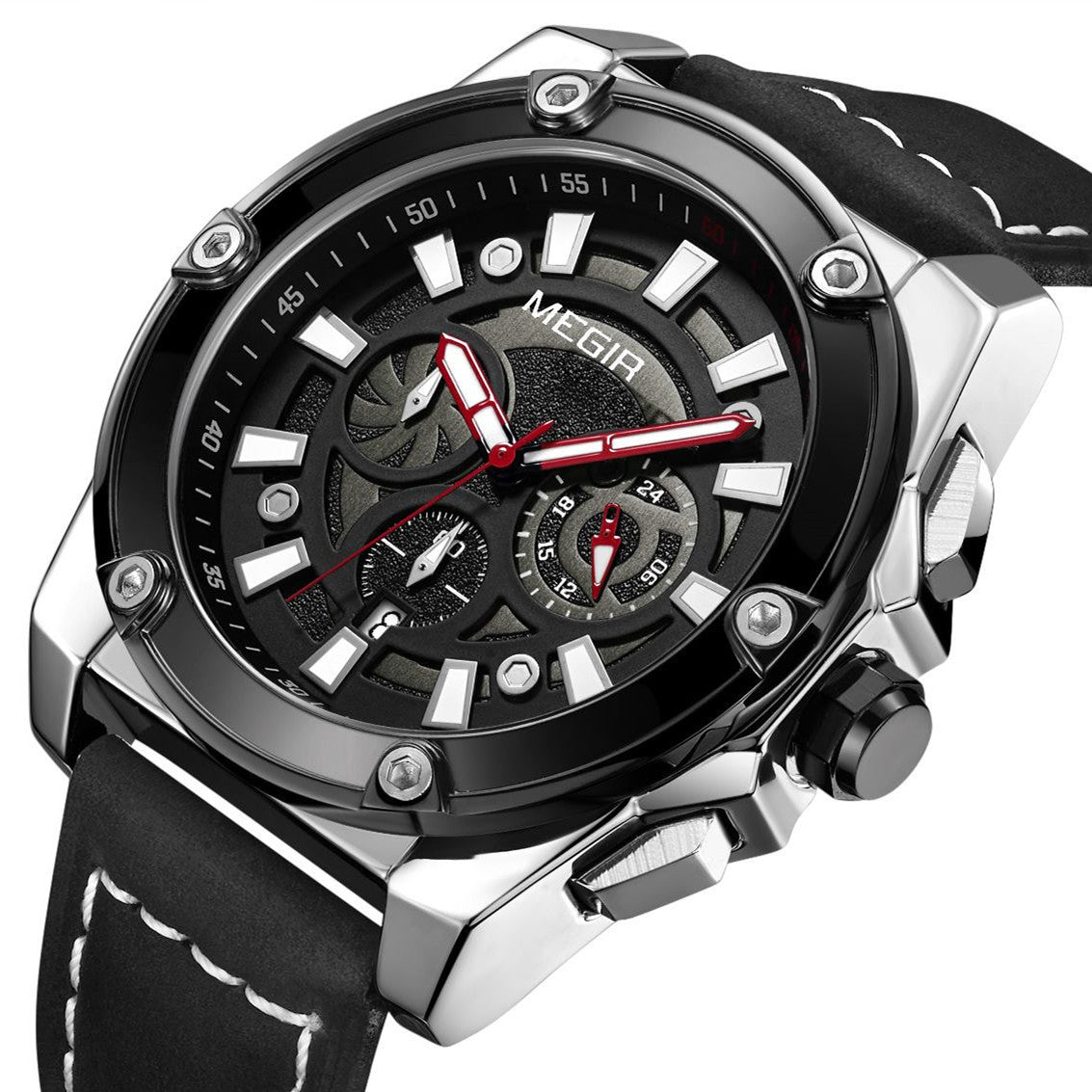 MEGIR Men's Watches Top Brand Luxury Casual Sports Wrist Watch Leather Strap Quartz Male Clock Chronograph Relogio Masculino