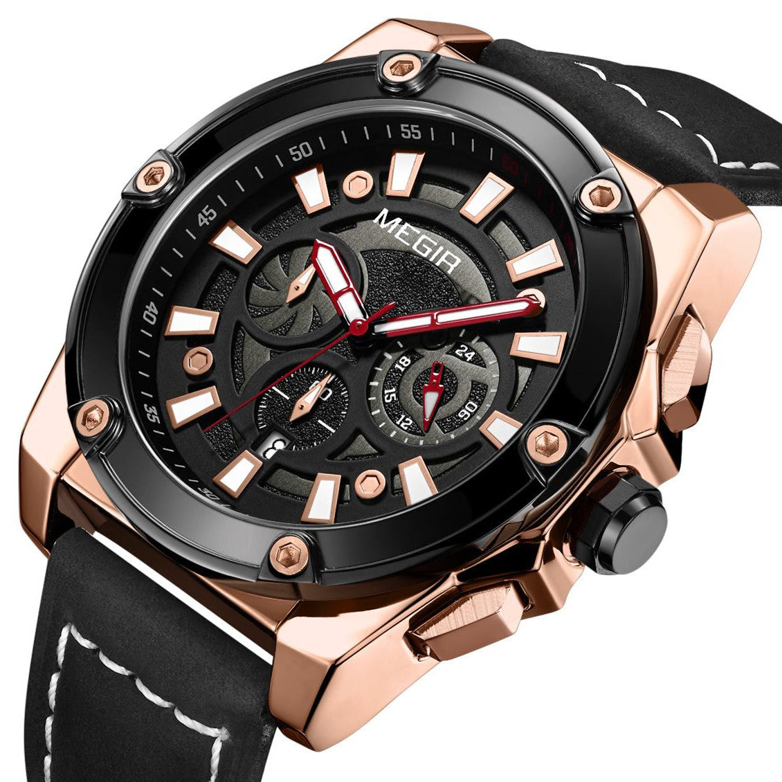 MEGIR Men's Watches Top Brand Luxury Casual Sports Wrist Watch Leather Strap Quartz Male Clock Chronograph Relogio Masculino