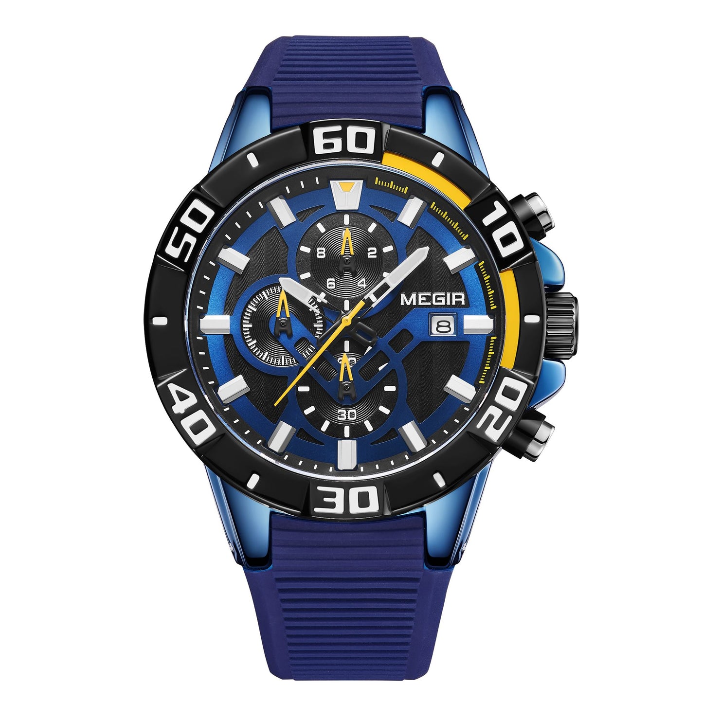 MEGIR Men Wristwatch Top Brand Luxury Silicone Strap Sport Watches Waterproof Luminous Quartz Clock Chronograph Reloj Hombre