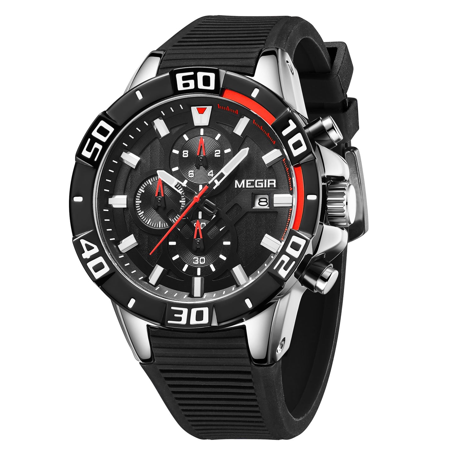 MEGIR Men Wristwatch Top Brand Luxury Silicone Strap Sport Watches Waterproof Luminous Quartz Clock Chronograph Reloj Hombre