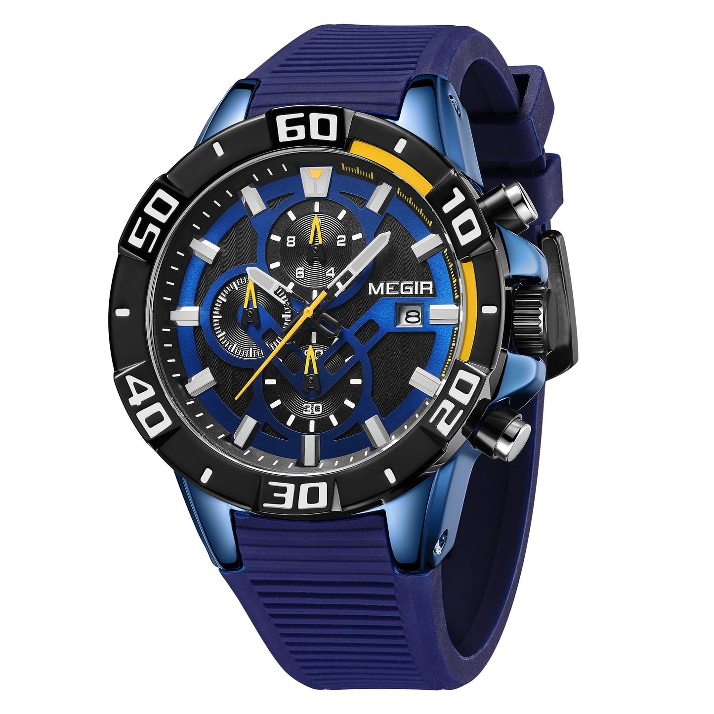 MEGIR Men Wristwatch Top Brand Luxury Silicone Strap Sport Watches Waterproof Luminous Quartz Clock Chronograph Reloj Hombre