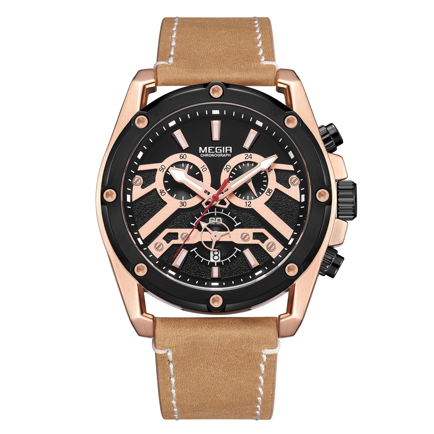 MEGIR Luxury Watch Men Military Sports Watches Leather Quartz Casual Chronograph Man WristWatch? Waterproof Date Clock 2120