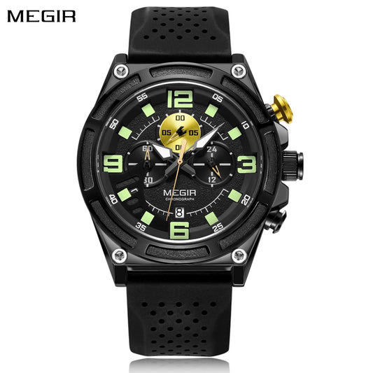 MEGIR Man Chronograph Top Brand Luxury Military Sports Watches for Men Waterproof Date Silicone Wristwatch Clock Reloj Hombre