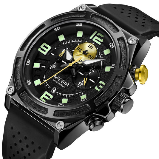 MEGIR Man Chronograph Top Brand Luxury Military Sports Watches for Men Waterproof Date Silicone Wristwatch Clock Reloj Hombre