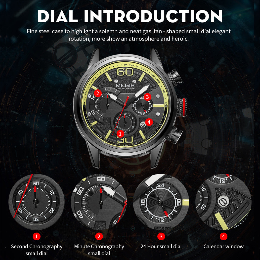 MEGIR Fashion Mens Watches Top Brand Luxury Sports Chronograph Quartz Wrist Watch Men Business Wristwatch Relogio Masculino 2110