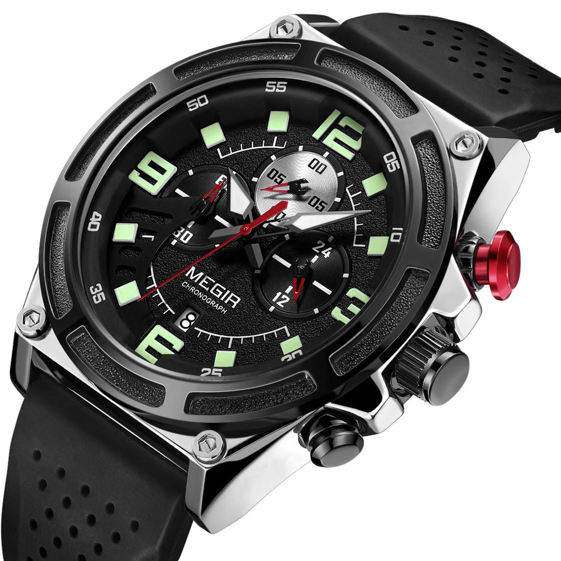 MEGIR Man Chronograph Top Brand Luxury Military Sports Watches for Men Waterproof Date Silicone Wristwatch Clock Reloj Hombre