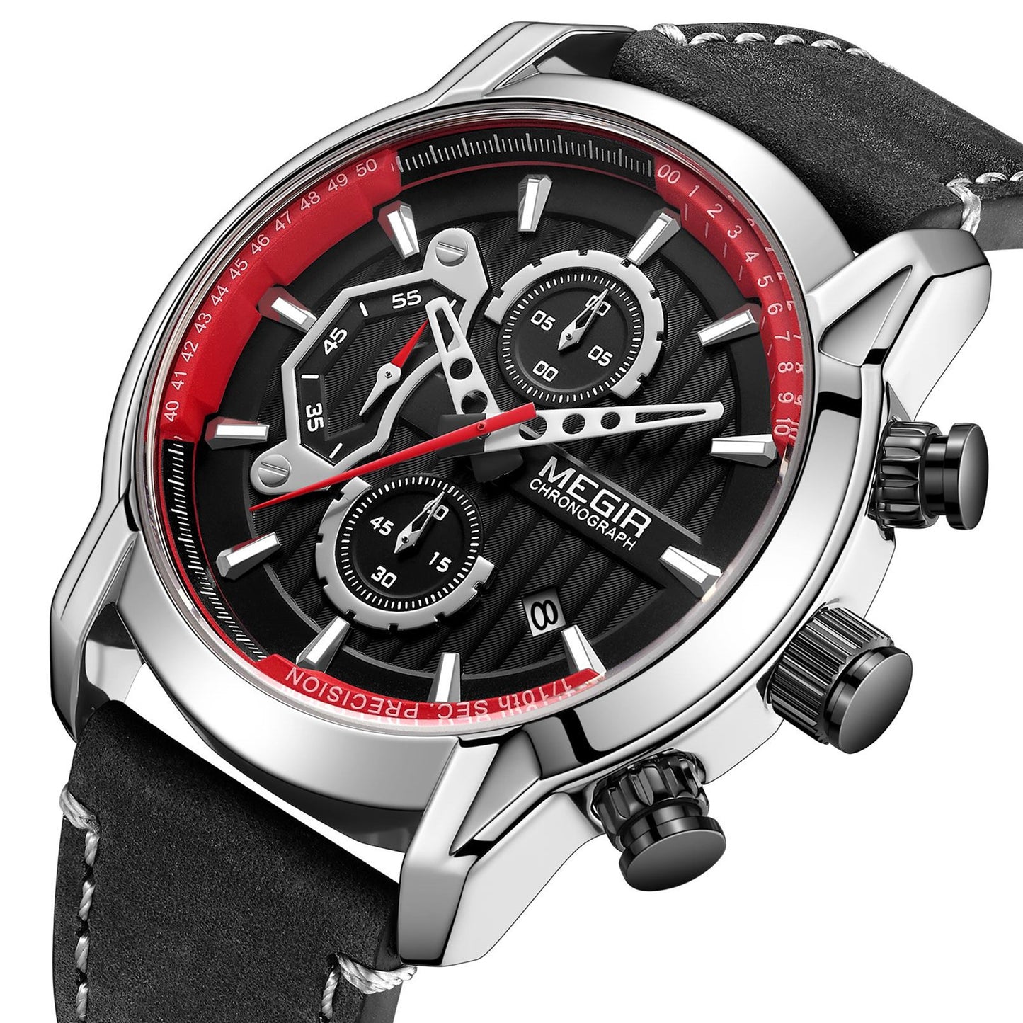 MEGIR Fashion Mens Watches Waterproof Luminous Sports Wrist Watch Man Leather Chronograph Quartz Wristwatch Reloj Hombre 2104