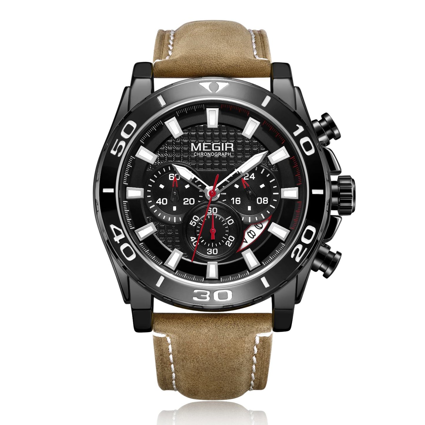 MEGIR Men Watches Brand Luxury Sports Quartz Chronograph Men's Army Military Wristwatch Leather Strap Male Clock Reloj Hombre