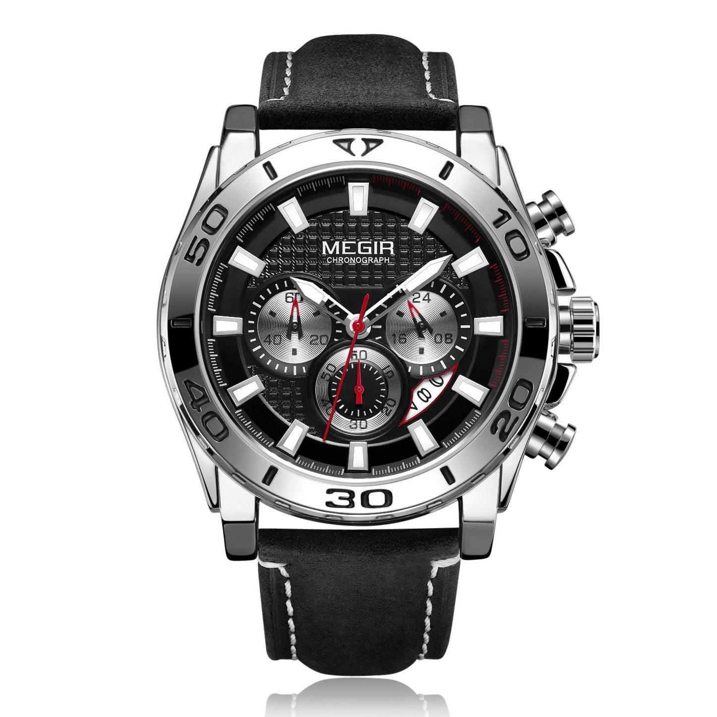 MEGIR Men Watches Brand Luxury Sports Quartz Chronograph Men's Army Military Wristwatch Leather Strap Male Clock Reloj Hombre
