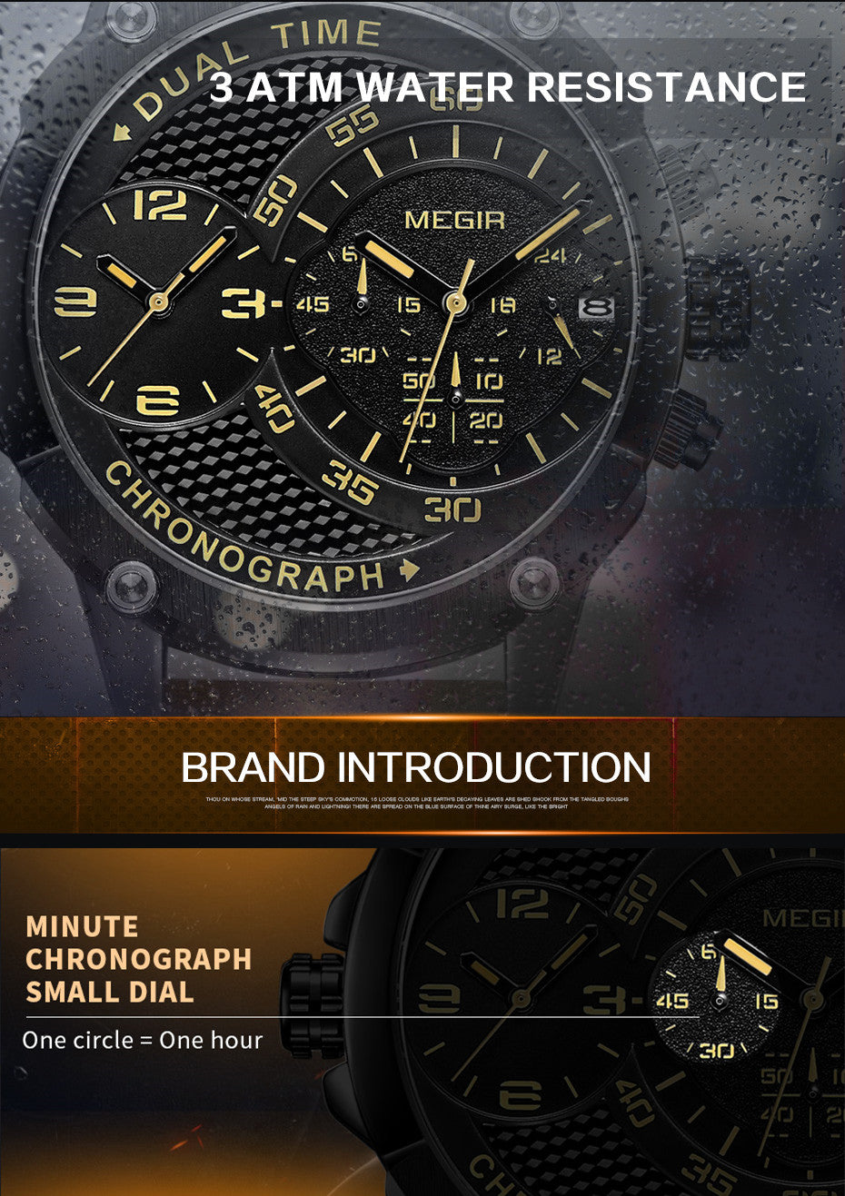 MEGIR Luxury Business Watches for Mens Leather Strap Casual Sports Wristwatch Chronograph Waterproof Male Clock Reloj Hombre
