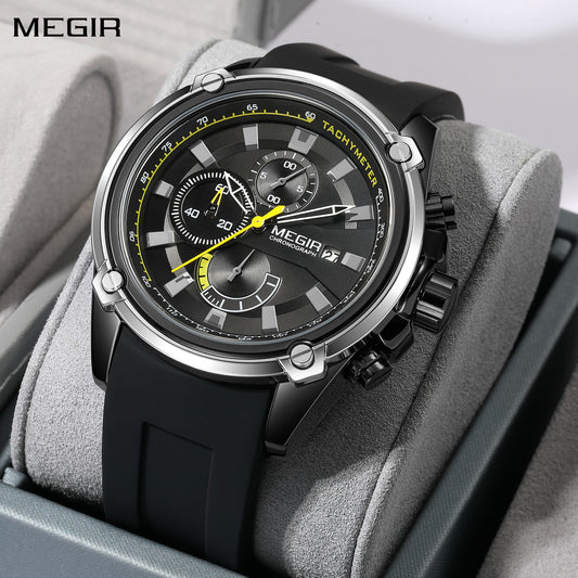 MEGIR Reloj Hombre Original Luxury Chronograph Men Sport Silicone Date Quartz Watches Waterproof Wristwatch Relogio Masculino