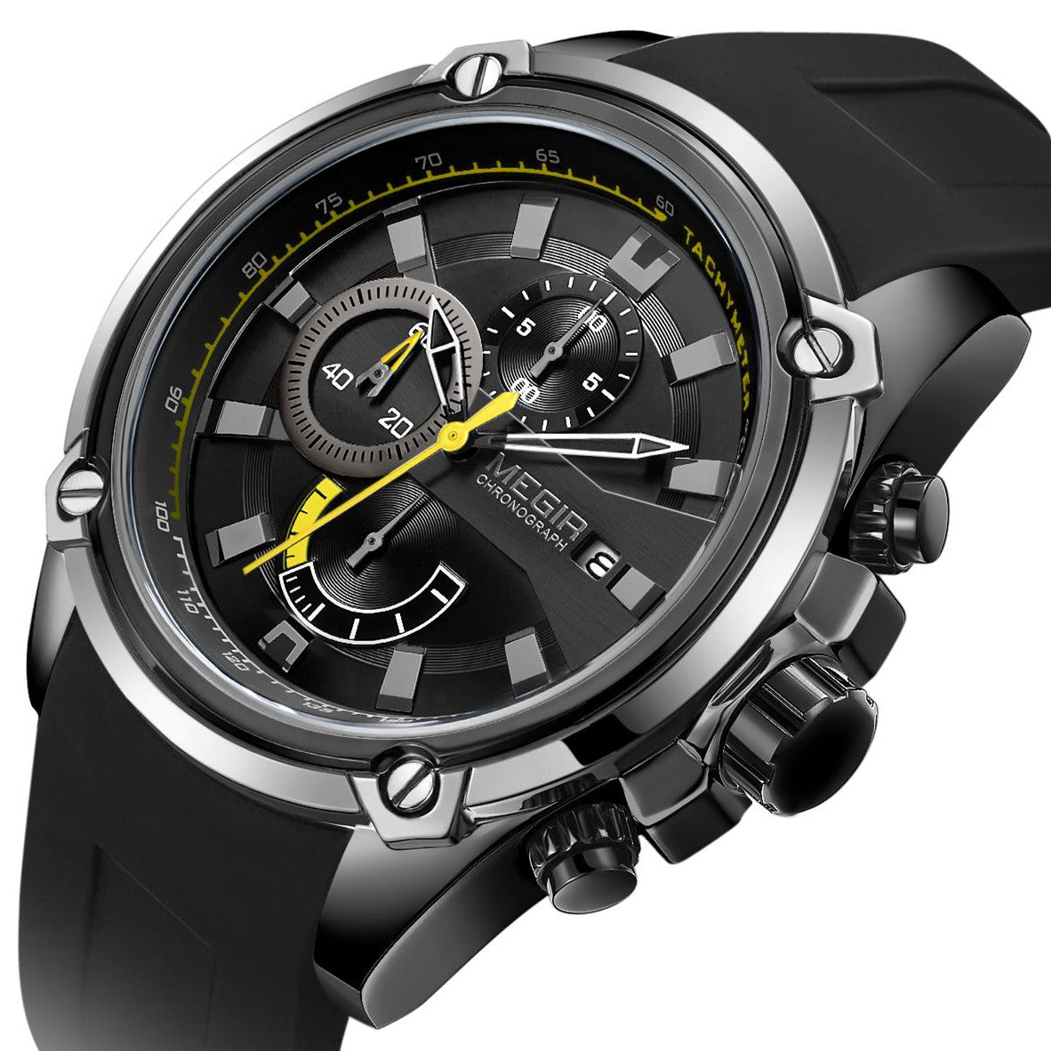 MEGIR Reloj Hombre Original Luxury Chronograph Men Sport Silicone Date Quartz Watches Waterproof Wristwatch Relogio Masculino
