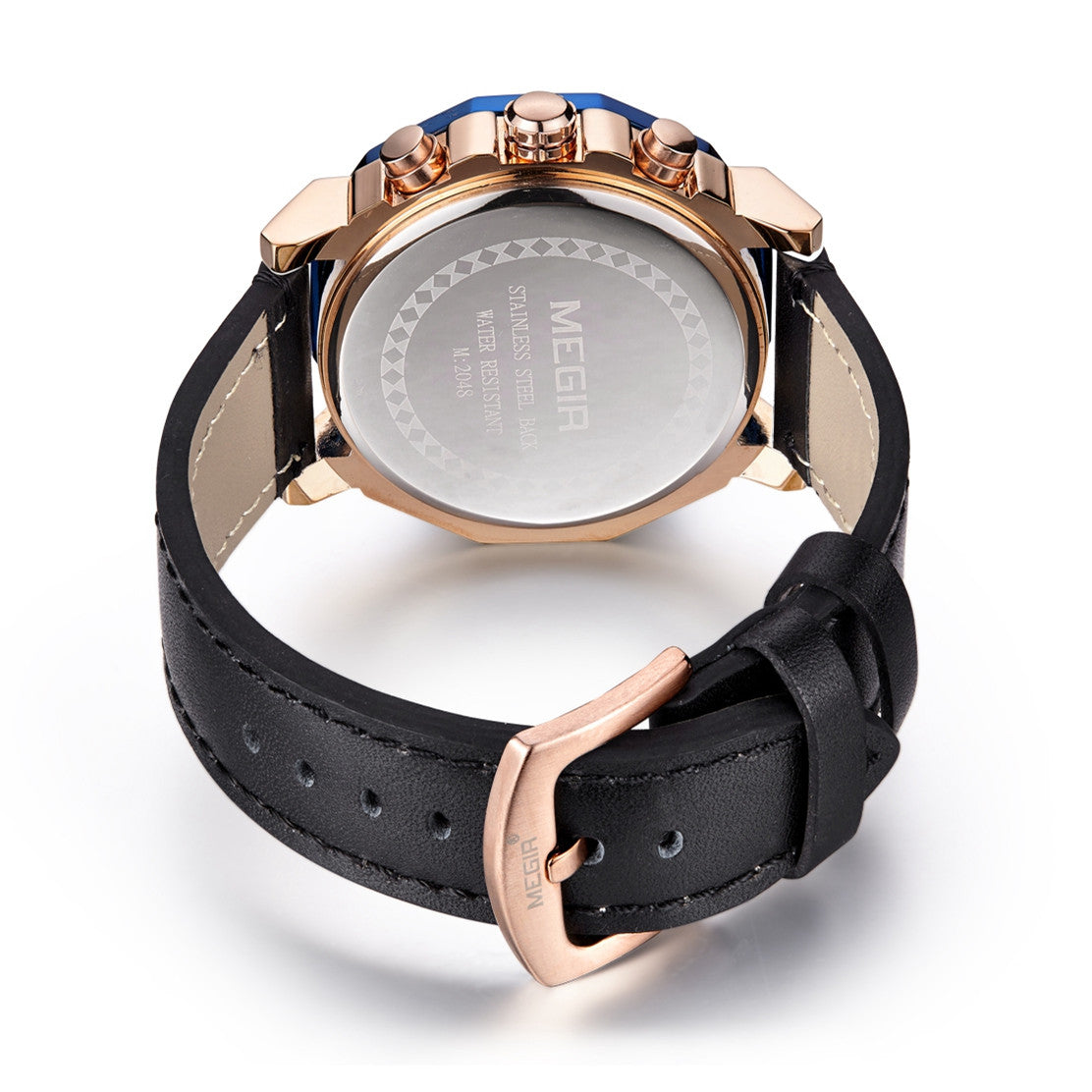 MEGIR Men's Sport Watch Large Dial Quartz Luminous Wristwatch Date Clock Fashion Relogio Masculino Leather Chronograph for Men