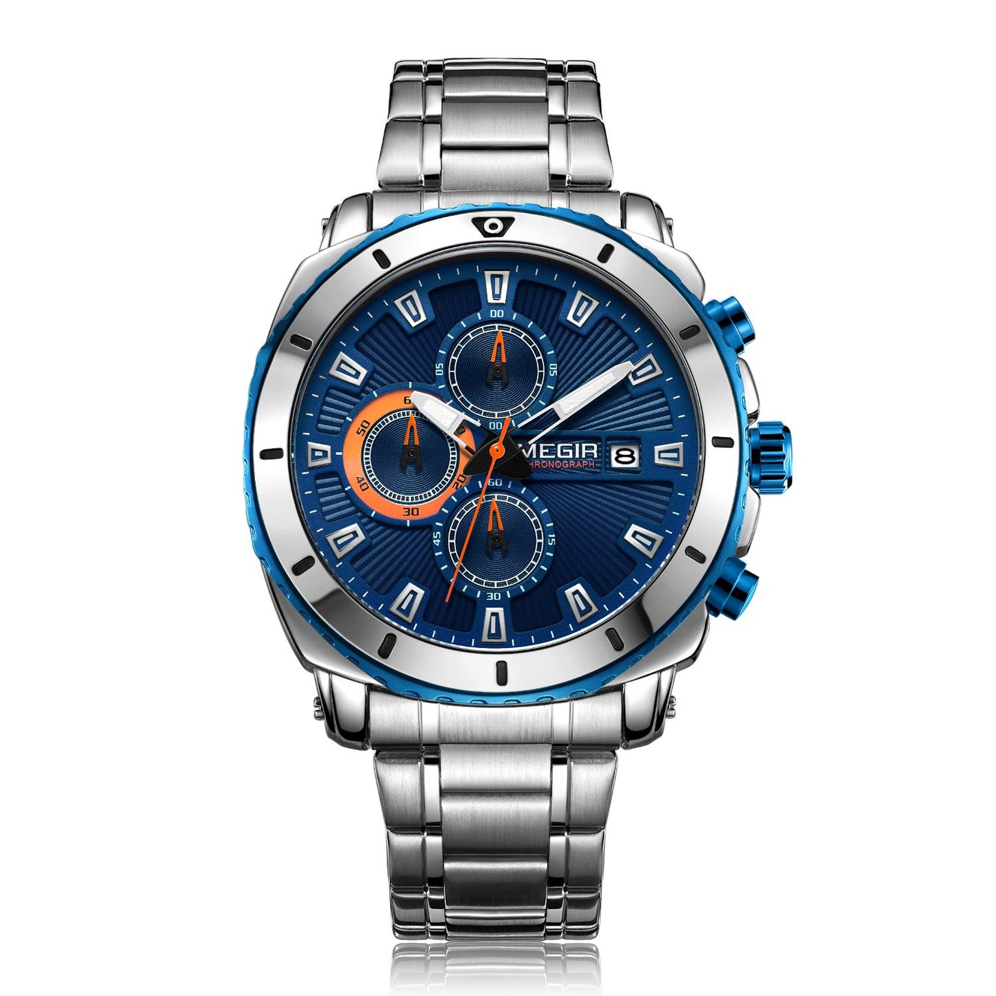 MEGIR Chronograph Quartz Men Watch Luxury Brand Stainless Steel Business Wrist Watches Male Clock Hour Time Relogio Masculino