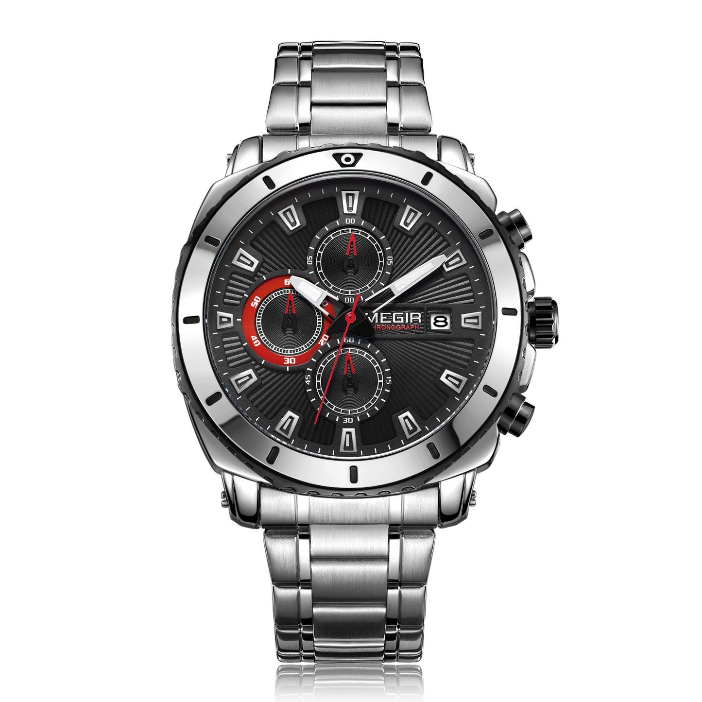 MEGIR Chronograph Quartz Men Watch Luxury Brand Stainless Steel Business Wrist Watches Male Clock Hour Time Relogio Masculino