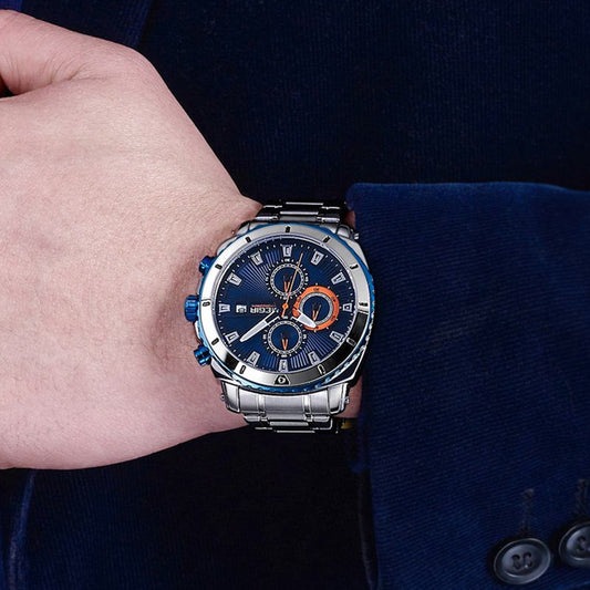 MEGIR Chronograph Quartz Men Watch Luxury Brand Stainless Steel Business Wrist Watches Male Clock Hour Time Relogio Masculino