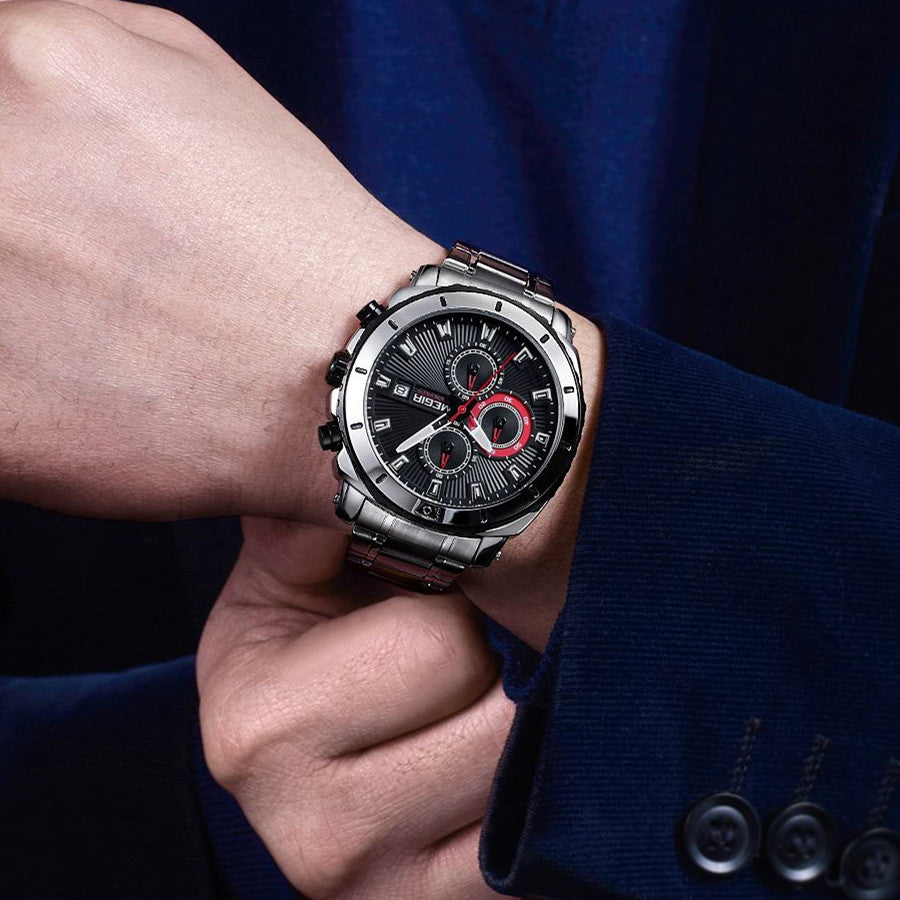 MEGIR Chronograph Quartz Men Watch Luxury Brand Stainless Steel Business Wrist Watches Male Clock Hour Time Relogio Masculino