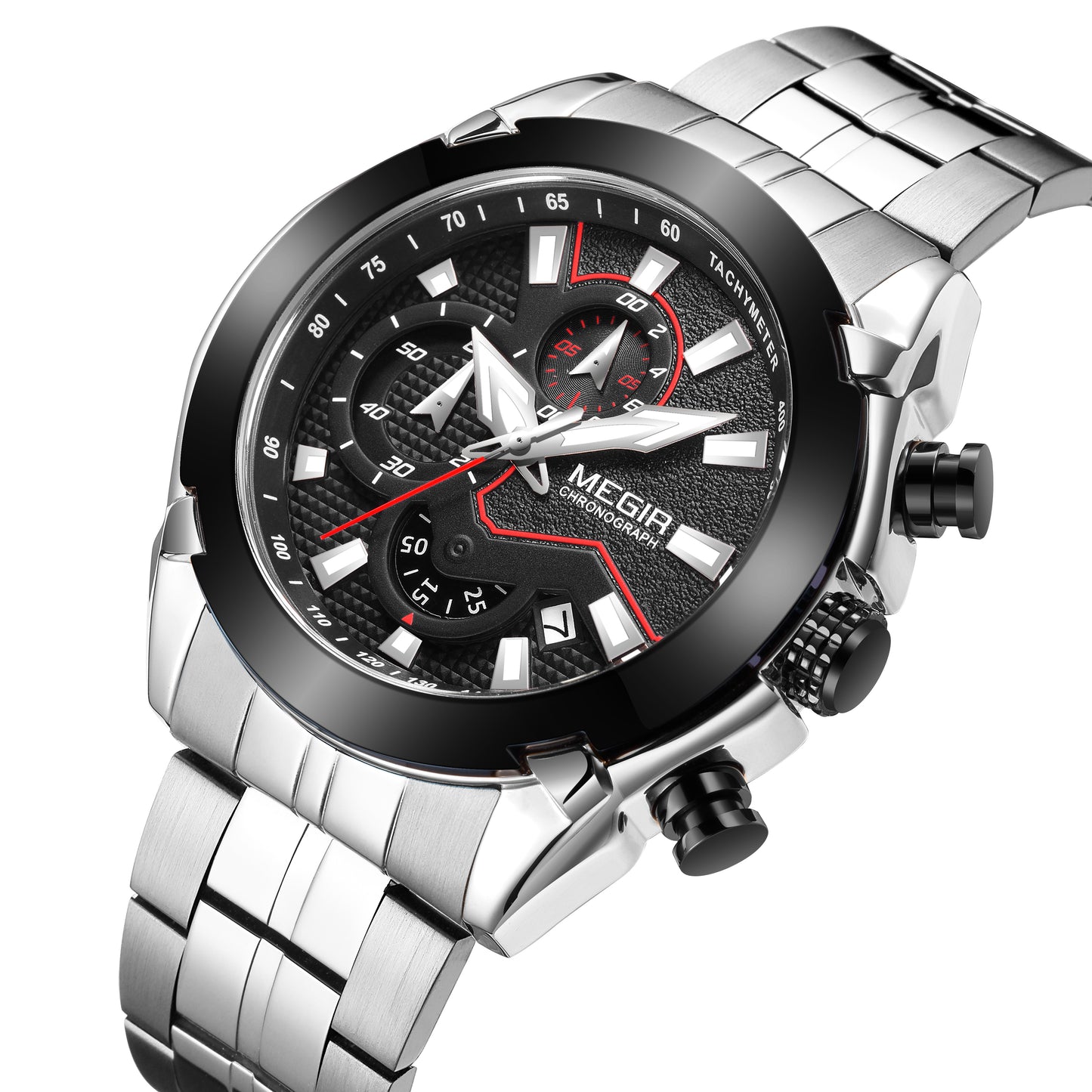 MEGIR Fashion Men Watches Luxury Business Watch for Men Stainless Steel Quartz Wrist Watch Calendar Date Clock Reloj Hombre 2065