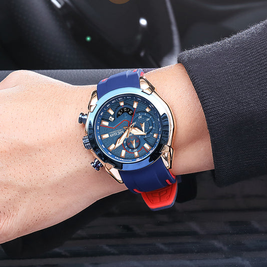 MEGIR Fashion Men's Watches Silicone Military Sport Watch Waterproof Date Chronograph Clock Wrist Watch Relogio Masculino 2065