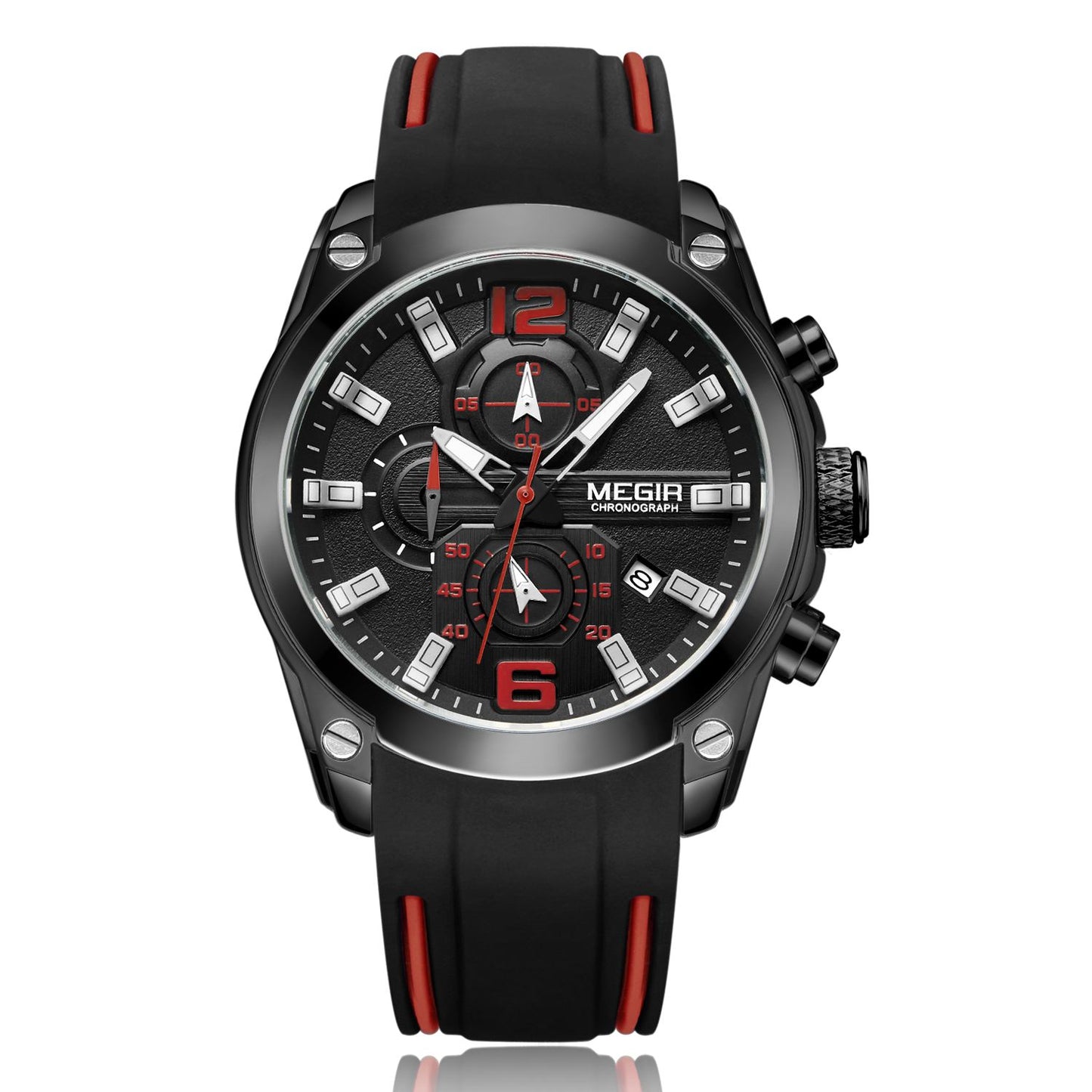 MEGIR Sport Watch Silicone Strap Chronograph Men Quartz Military Watch Waterproof Wrist Watches Relogio Masculino Man Clock