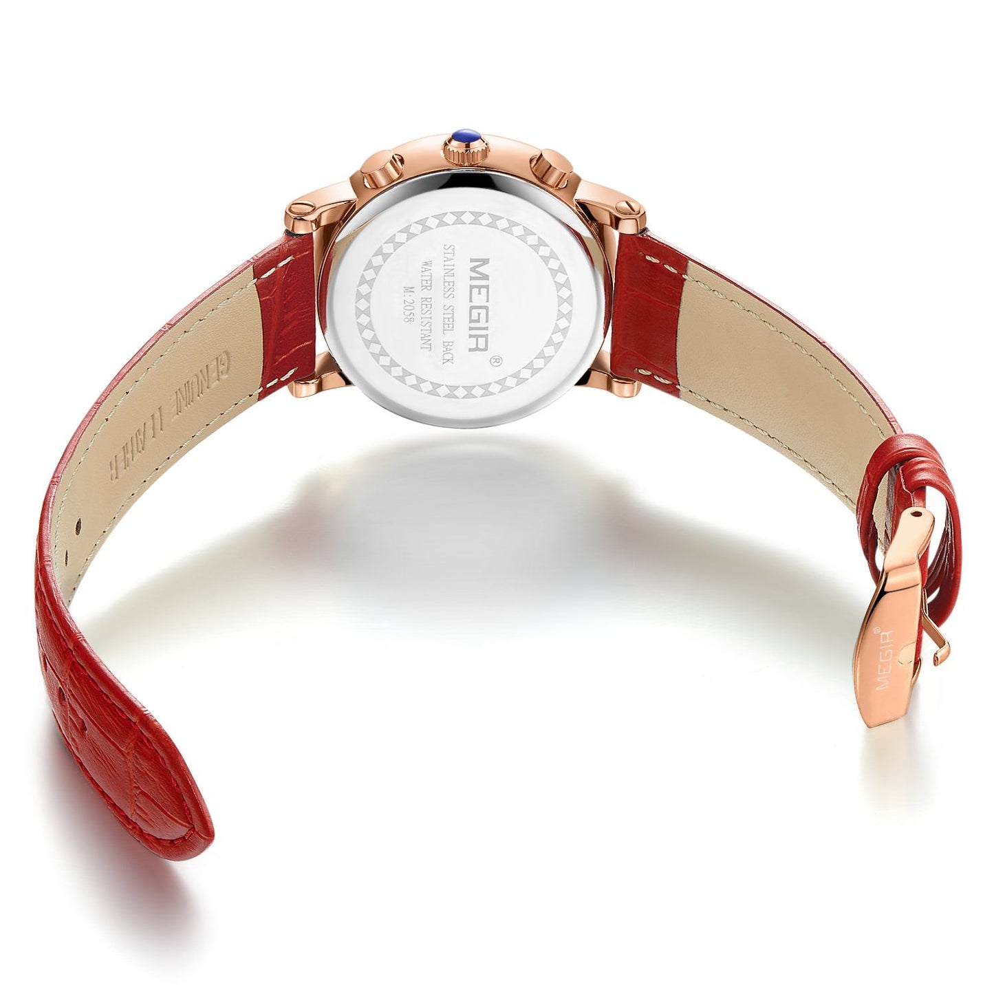 MEGIR Top Brand Quartz Watch for Women Leather Strap Ladies Casual Sport Wristwatch Luxury Waterproof Watches Clock 2058