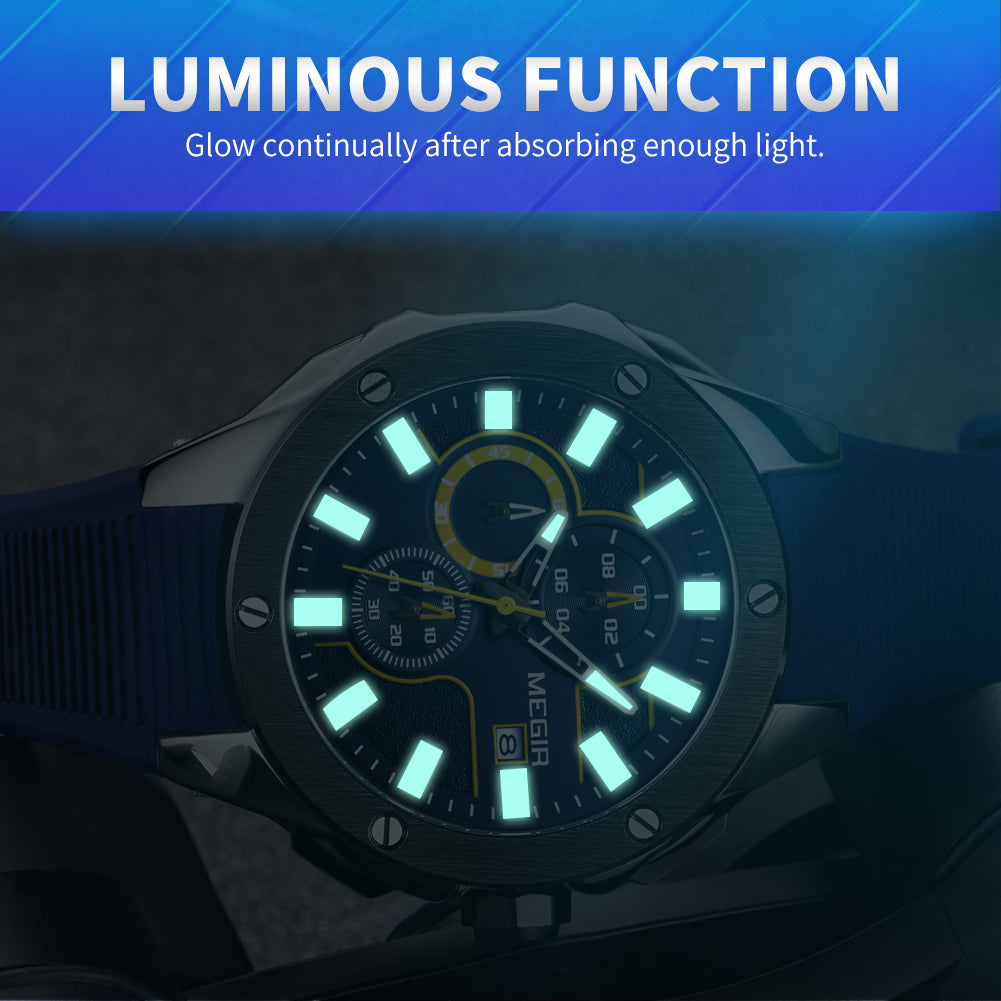 MEGIR Men Sport Military Watch Luxury Luminous Chronograph Quartz Watches Clock Calendar Waterproof Wristwatch Relogio Masculino