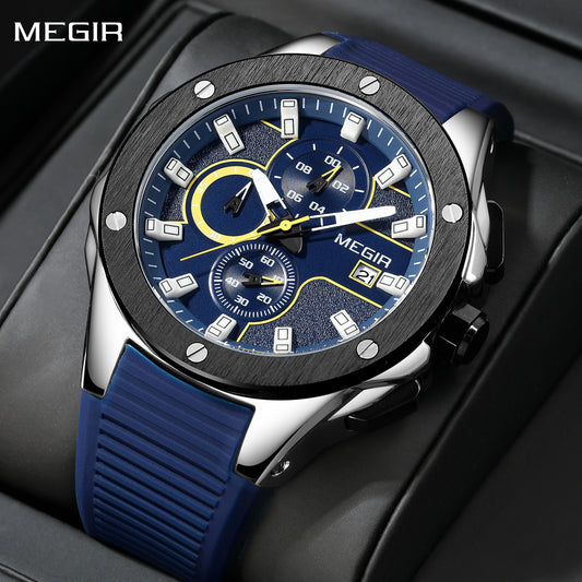 MEGIR Men Sport Military Watch Luxury Luminous Chronograph Quartz Watches Clock Calendar Waterproof Wristwatch Relogio Masculino