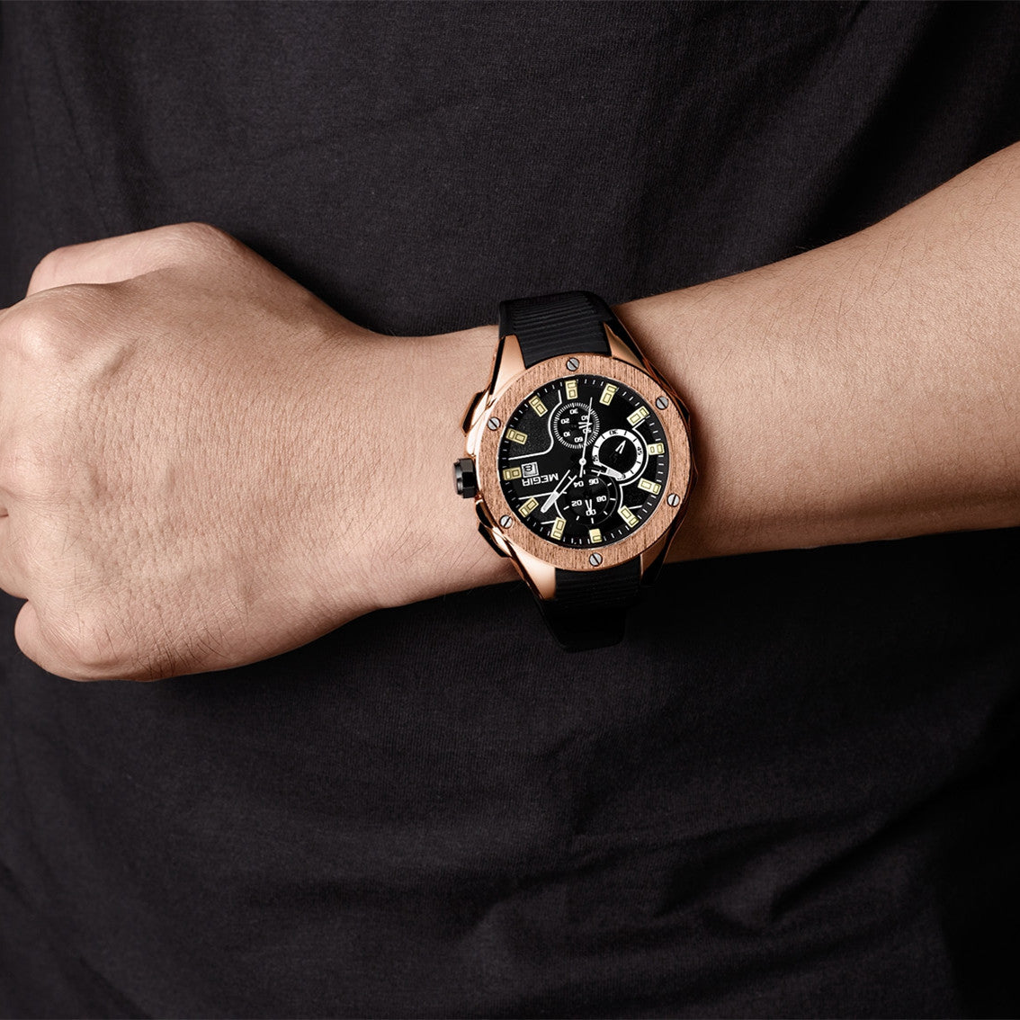 MEGIR Men Sport Military Watch Luxury Luminous Chronograph Quartz Watches Clock Calendar Waterproof Wristwatch Relogio Masculino