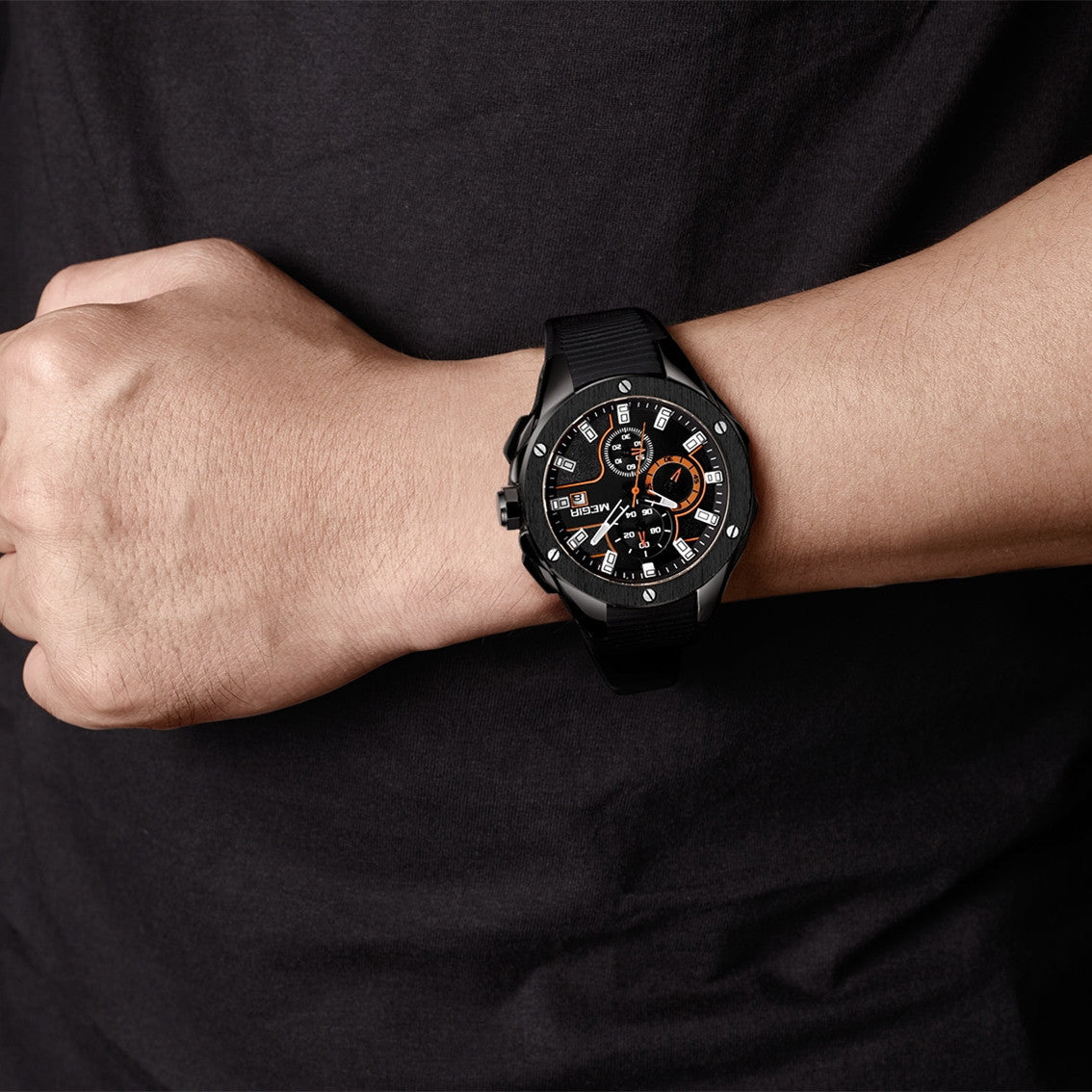 MEGIR Men Sport Military Watch Luxury Luminous Chronograph Quartz Watches Clock Calendar Waterproof Wristwatch Relogio Masculino