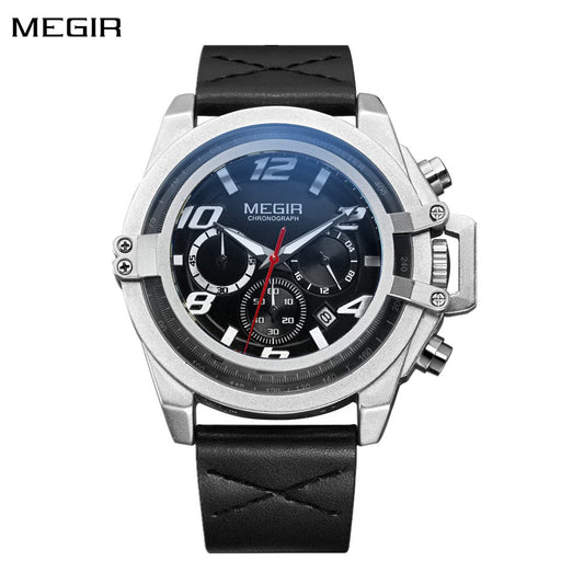 MEGIR Fashion Mens Watch Top Brand Luxury Sports Watches Waterproof Quartz Clock Leather Military Wrist Watch Relogio Masculino