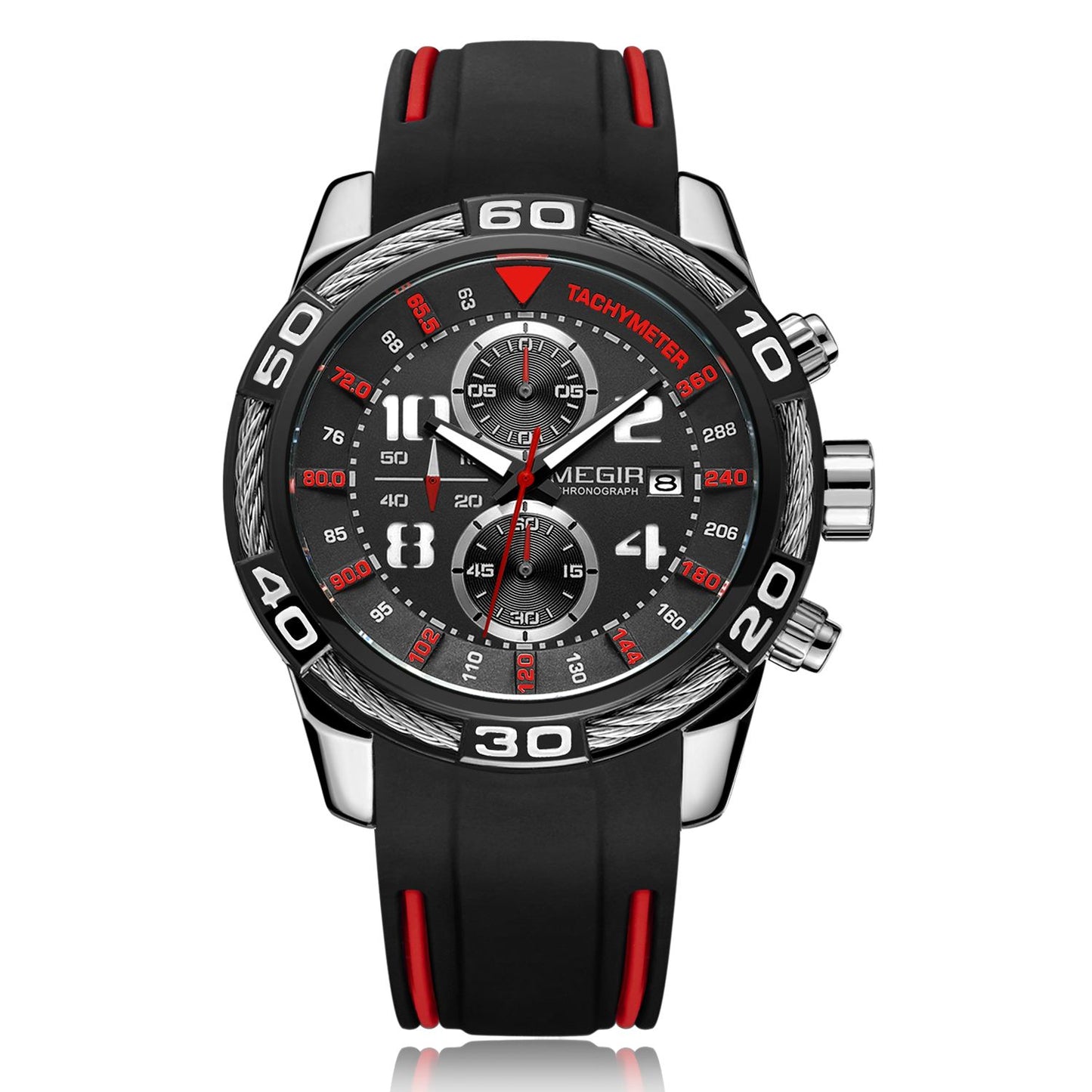 MEGIR Fashion Sports Watches for Mens Luxury Quartz Casual Wristwatch Relogio Masculino Man Chronograph Silicone Strap Clock