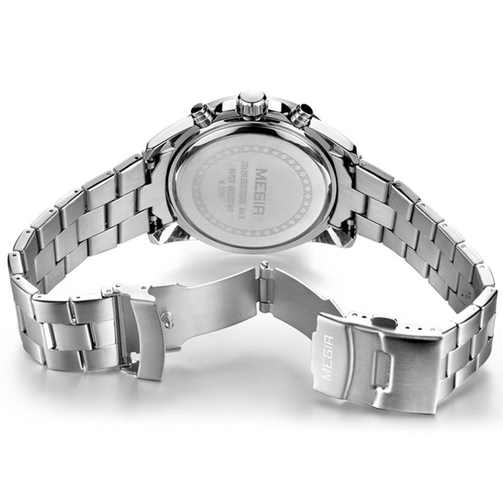 MEGIR Men's Business Quartz Watches Top Luxury Brand Casual Wristwatch Waterproof Date Clock Stainless Steel Man Chronograph
